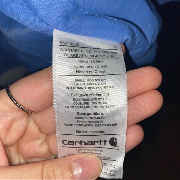 WOMEN’S CARHARTT BLUE ZIP-UP WINDBREAKER JACKET SIZE 2XL - Picture 6 of 8